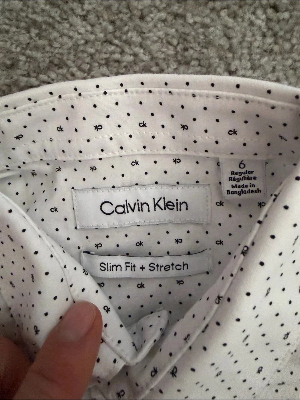 Calvin Klein White Shirt with Tiny Black Dot Print - Kids